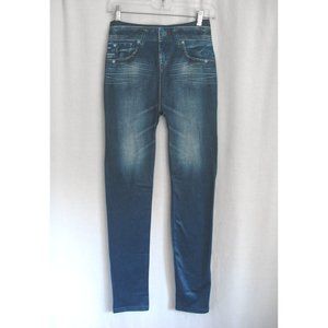 Liggings Blue Faux Denim Distressed Leggings Small